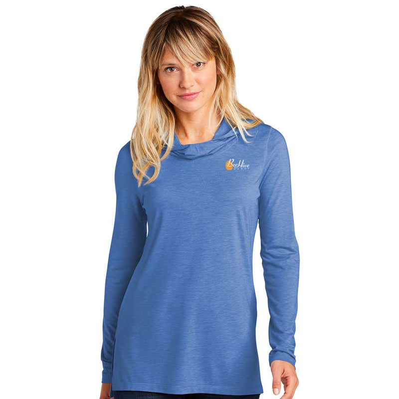 Sport-Tek Ladies PosiCharge Tri-Blend Wicking Long Sleeve Hoodie