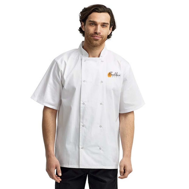 Artisan Collection by Reprime Unisex Studded Front Short-Sleeve Chef's Coat