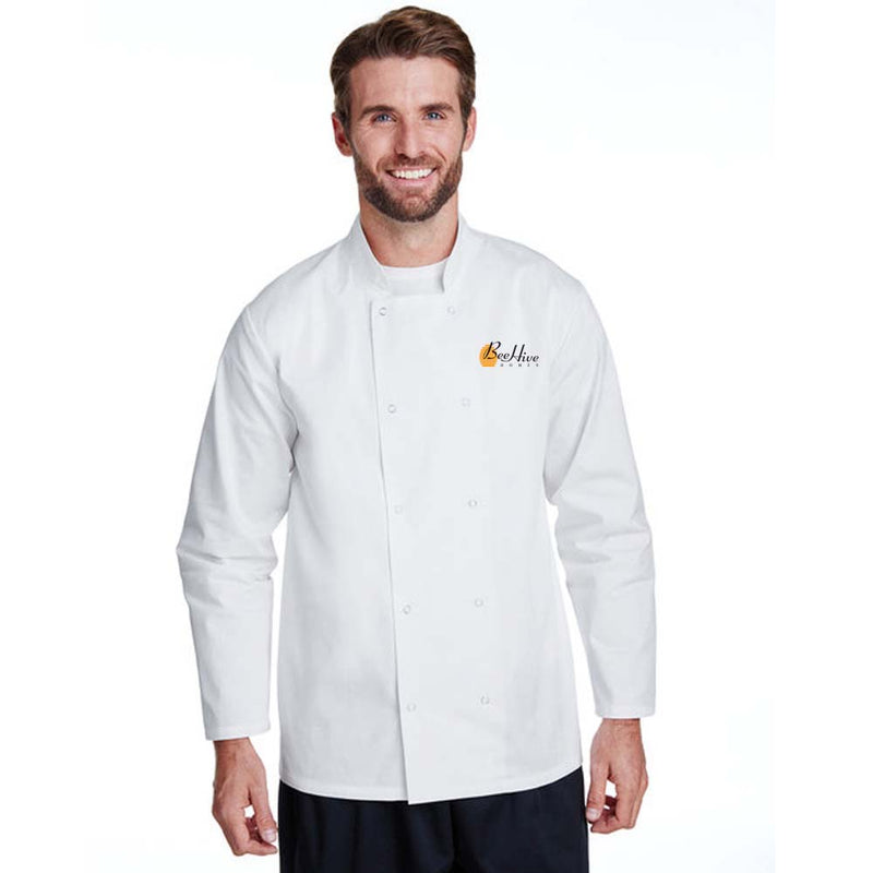 Artisan Collection by Reprime Unisex Studded Front Long-Sleeve Chef's Coat